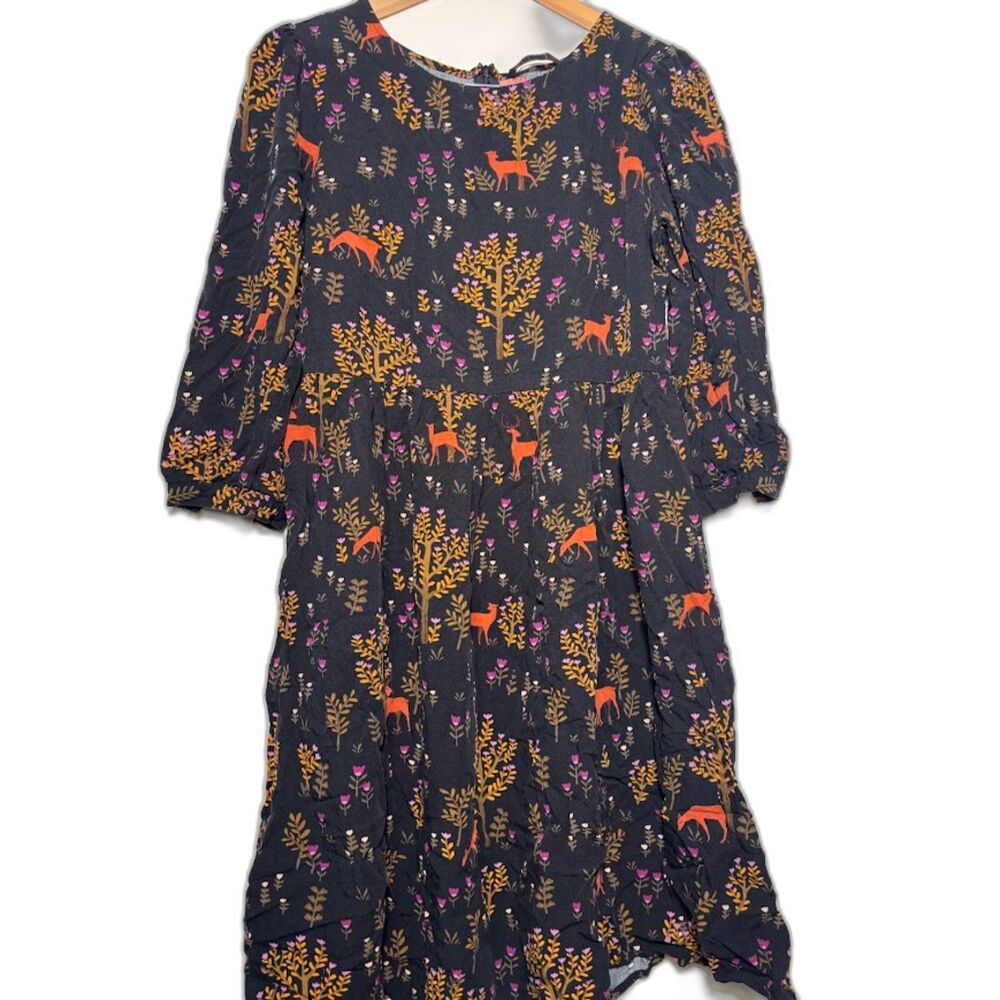 Princess Highway Navy Floral & Deer Mini Dress with Orange and Yellow Print